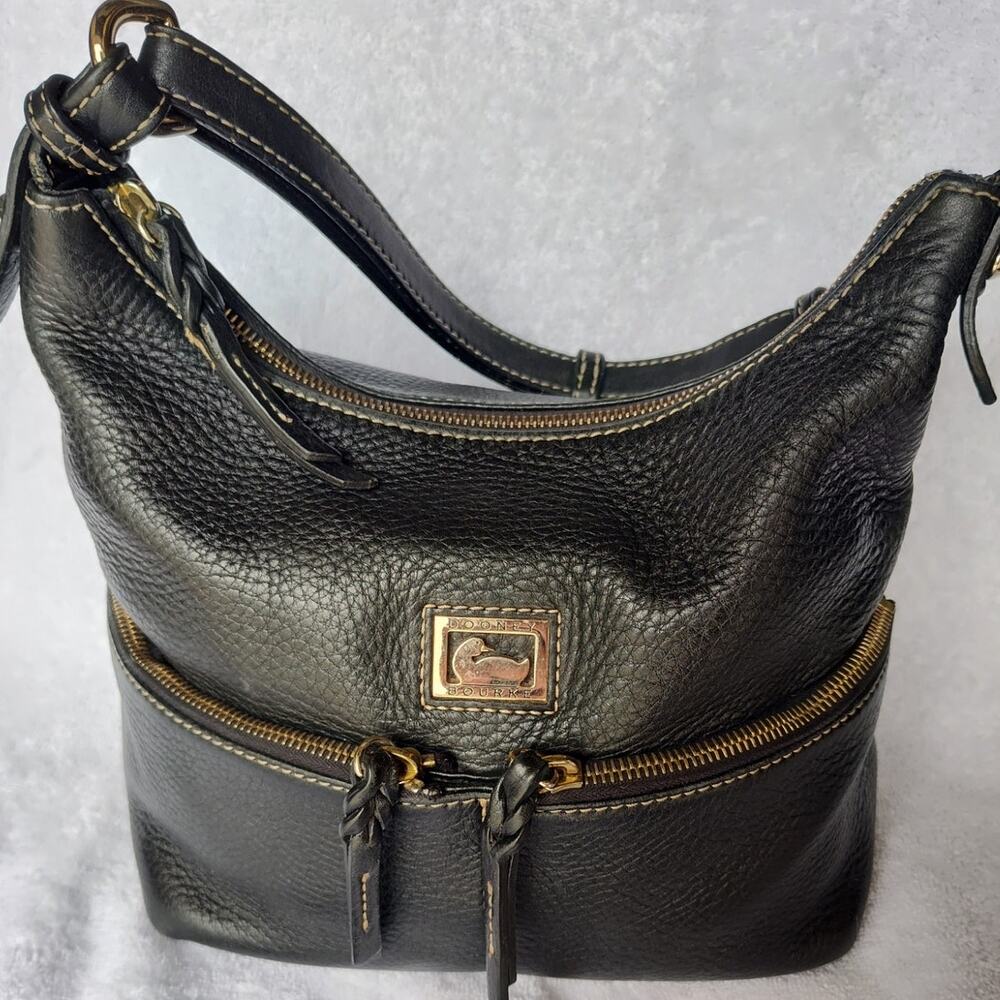 Dooney & Bourke All Weather Pebbled Leather Zippered Sack Satchel Handbag Purse